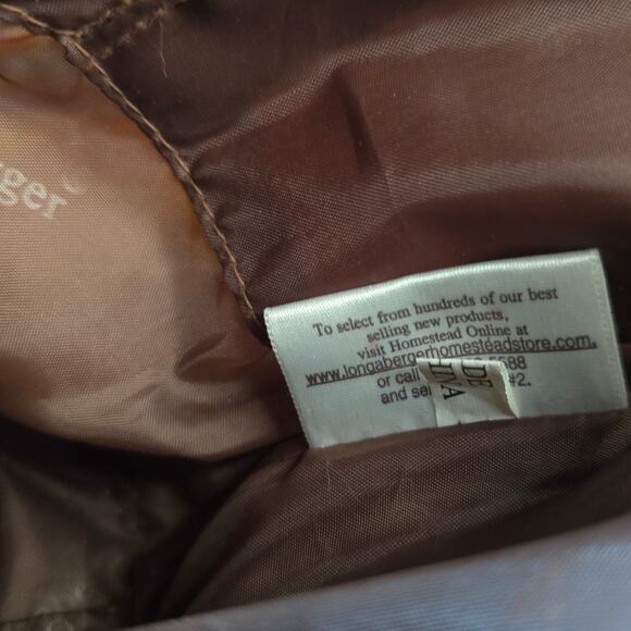 Longaberger Tote Blue Green Paisley Faux Leather Trim Handles EUC - Picture 11 of 12